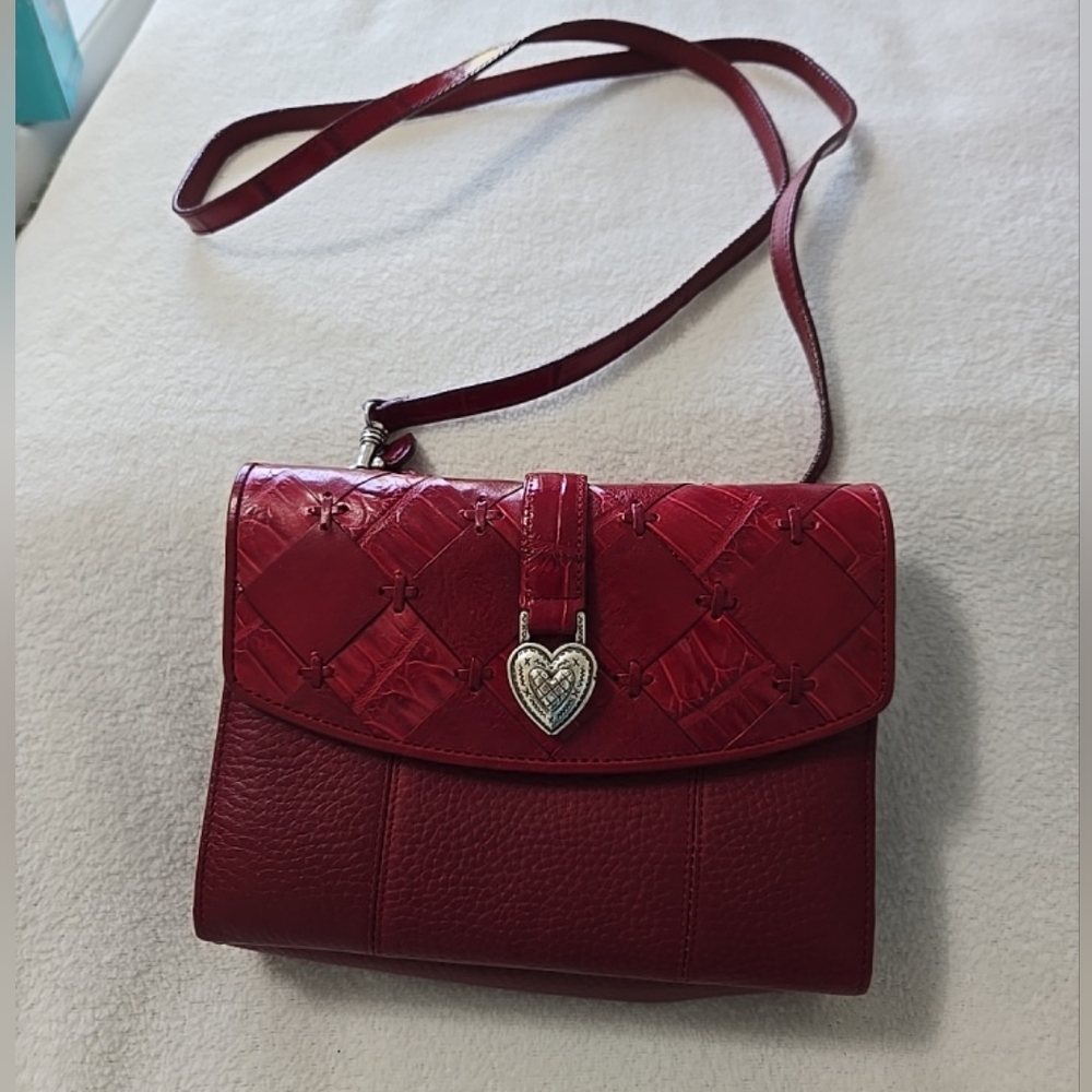 Brighton Red Leather Vintage Crossbody bag, New with tags.  27" drop - Picture 2 of 13